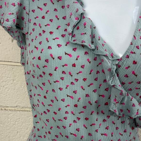 Urban Outfitters Kimichi Blue Pins And Needles Ruffle Wrap Mini Dress si… - Picture 7 of 10